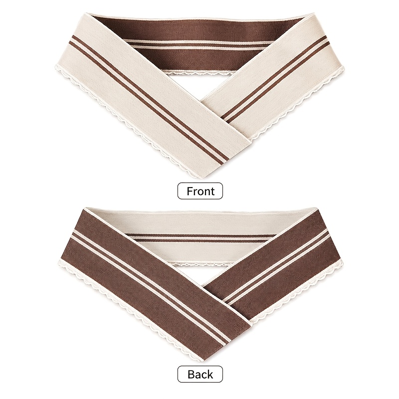 Fringed Elastic Band Crescent Stripe Waistband